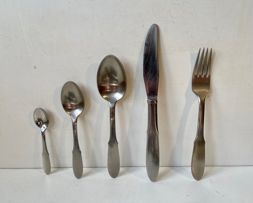 Mitra Stainless Cutlery Set for 12 from Georg Jensen, 1960s, Set