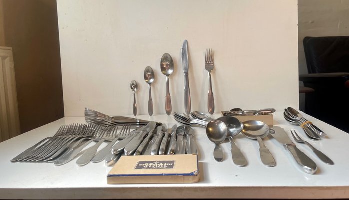Mitra Stainless Cutlery Set for 12 from Georg Jensen, 1960s, Set