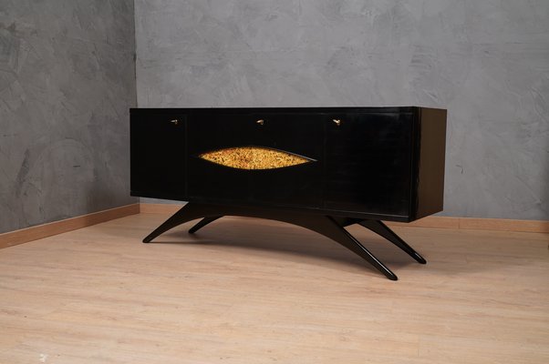 Dark wood 2024 and brass sideboard