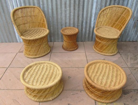 Spanisches Vintage Wohnzimmer Set aus Bambus, 1970er, 5er Set bei ... Spanisches Vintage Wohnzimmer Set aus Bambus, 1970er, 5er Set bei ...