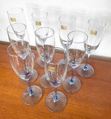 Vintage Champagne Glass from French Set of 9 for sale at Pamono