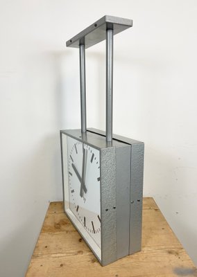 Large Square Industrial Double-Sided Factory Clock from Pragotron
