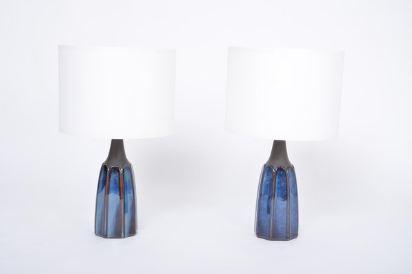 Tall blue online and white lamps