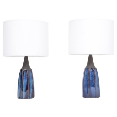 Tall Blue Stoneware Model 1042 Table Lamps attributed to Einar