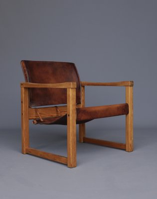 Diana Safari Lounge Chair in Leather and Pine by Karin Mobring for