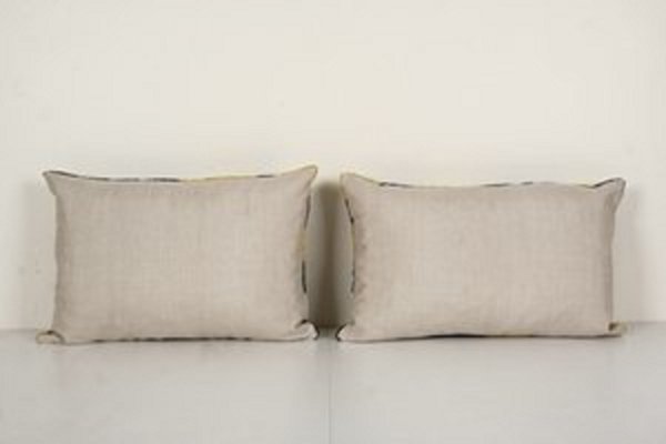 Set of 4 Gray and Yellow Ikat Lumbar Pillow Covers Set of 4 Gray and Yellow Ikat Lumbar Pillow Covers