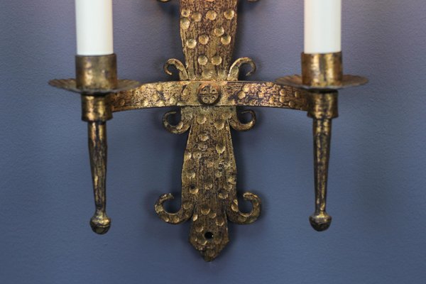 sold • vintage brass bow candle sconce measures approximately 9.5