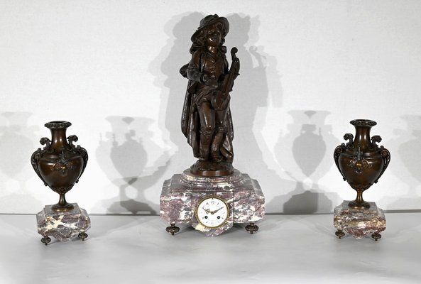 Ensemble De Cheminée En Bronze Et Fer Forgé - France - XIX-XX Siècle