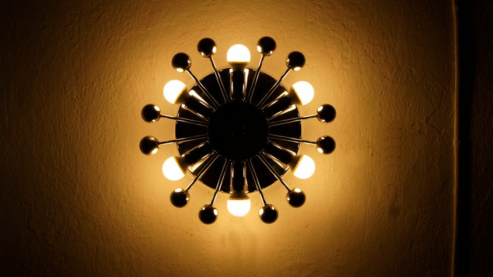 Mid-Century Sputnik Wandlampe aus Chrom & Glas von Baum Light bei Pamono  kaufen