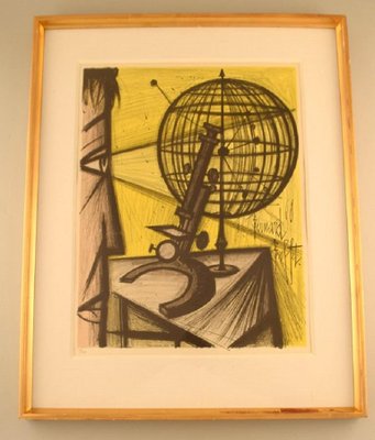Bernard Buffet, Le Microscope, 1968, Color Lithograph for sale at
