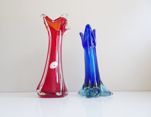 Vasi in vetro di Murano, Italia, anni '60, set di 2 in vendita su Pamono