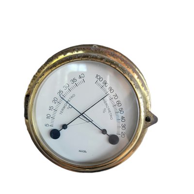 Thermomètre et Baromètre Vintage en Laiton, Set de 2 en vente sur Pamono