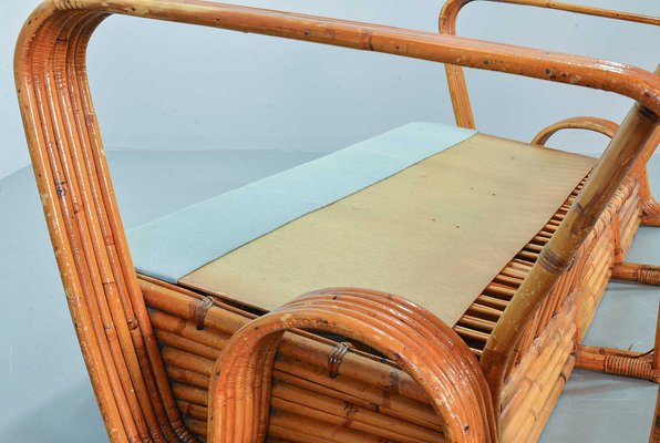 Rectangular Rattan 3 Seater Sofa attributed Paul Frankl USA