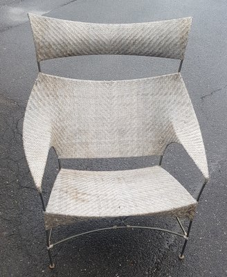 Rattan armchair on sale and footstool