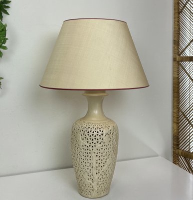 Mid Century Modern Chinese Reticulated Porcelain Table Lamp 1960s