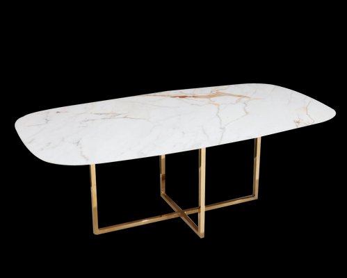 Metallic X Dining Table with Ceramic Tray from BDV Paris Design Furnitures