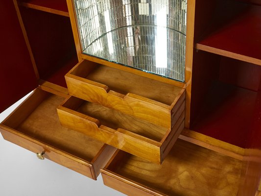 Cherry Wood Mirrored Bar Cabinet by Osvaldo Borsani for ABV 1940