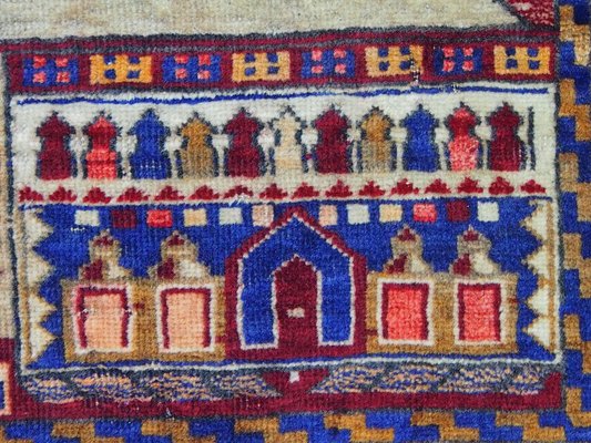 Tapis de guerre tribal noué vintage fait main, Afghane, 1,11