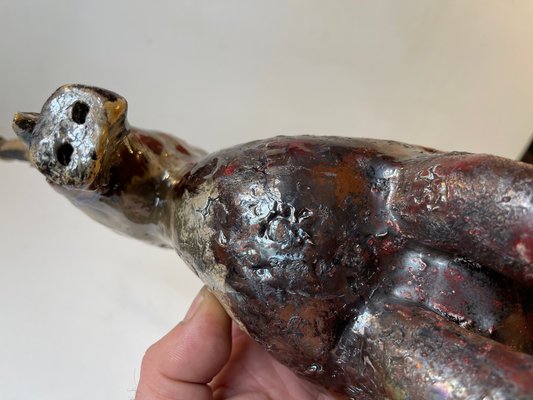 Danish Naive Fantasy Unicorn in Raku Burnt Stoneware, 2000s for