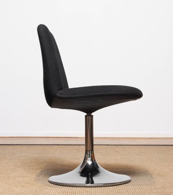 Black Wool and Chrome Tulip Base Vinga Swivel Chair by attributed to Borje Johanson Sweden for sale at Pamono