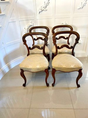 Antique Victorian Carved Rosewood Dining Chairs 1860s Set of 4