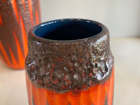 Orange, Brown and Red Fat Lava Vases from Scheurich, Set of 3 for