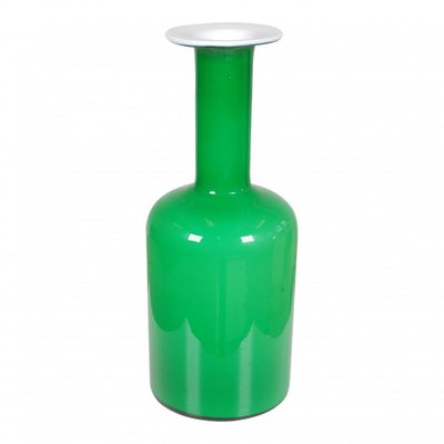 Green Glass Vase from Otto Brauer Holmegaard