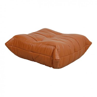 Cognac Leather Togo Ottoman by Michel Ducaroy for Ligne Roset