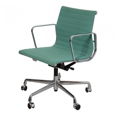 Green Fabric and a Chrome Ea 117 Office Chair by Charles Eames for