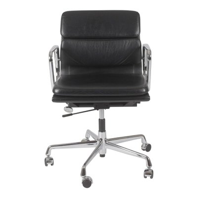 Black Leather Ea 217 Office Chair by Charles Eames for Vitra for