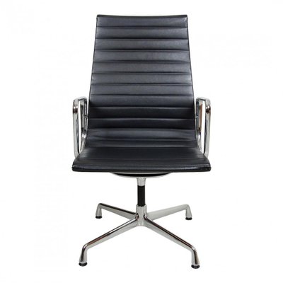 Black Leather EA 109 Chair by Charles Eames for Vitra 2000s for
