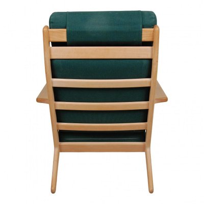 Set of GE-290A Lounge Chair with Ottoman in Green Fabric by Hans
