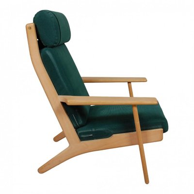 ハンス・J・ウェグナー Hans J. Wegner GE290A Getama Set of GE-290A Lounge Chair with Ottoman in Green Fabric by Hans