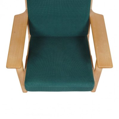 ハンス・J・ウェグナー Hans J. Wegner GE290A Getama Set of GE-290A Lounge Chair with Ottoman in Green Fabric by Hans