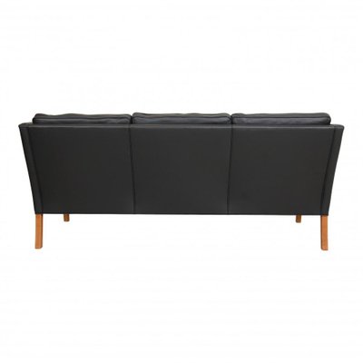 Three Seater 2209 Sofa in Black Bizon Leather by Børge Mogensen