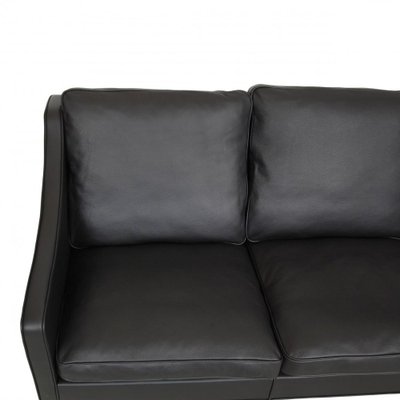 Three Seater 2209 Sofa in Black Bizon Leather by Børge Mogensen