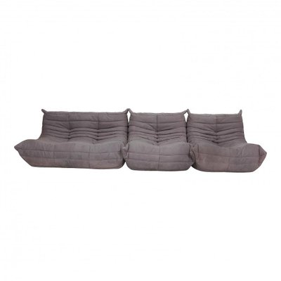 Togo Sofa Set in Grey Fabric by Michel Ducaroy for Ligne Roset
