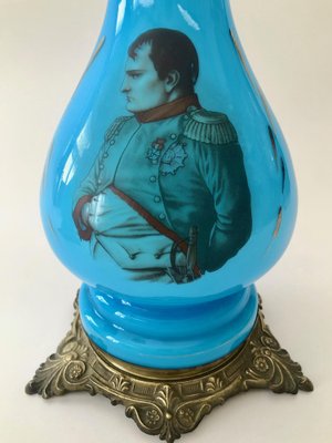 Antique Opaline Glass Oil Table Lamps Depicting Napoleon and