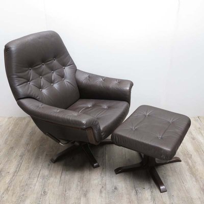 Vintage Scandinavian Style Armchair with Ottoman Set of 2