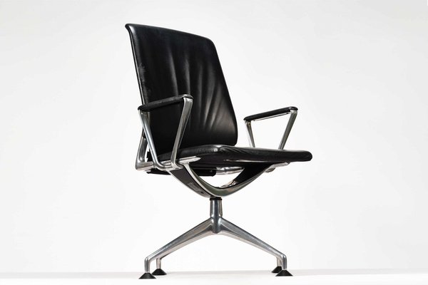 Black Leather Conference Office Desk Chair Bby Alberto Meda 2000s