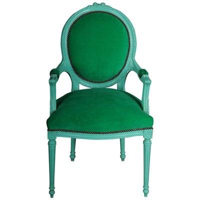 Louis XVI Style Green Armchair