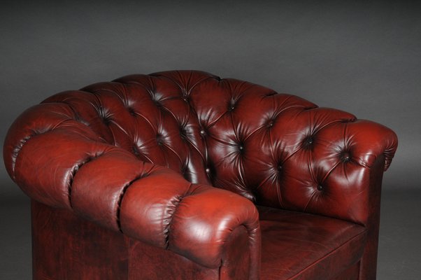 Chesterfield Club Chair in Bordeaux Red Leather England