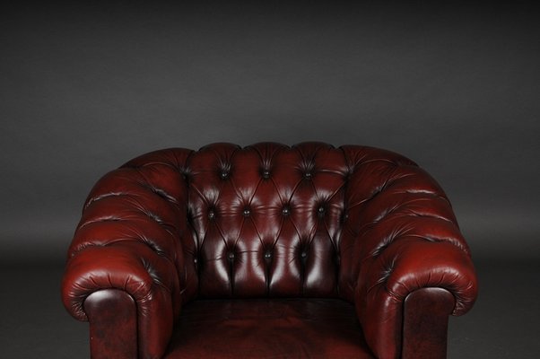 Chesterfield Club Chair in Bordeaux Red Leather, England