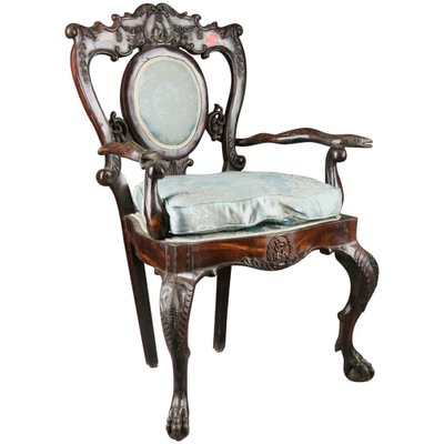 19th Century Baroque Colonial Throne Chair