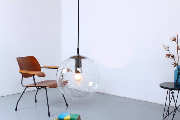 Glass Globe Bubble Teardrop Pendant Lamp by Raak 1960s for sale