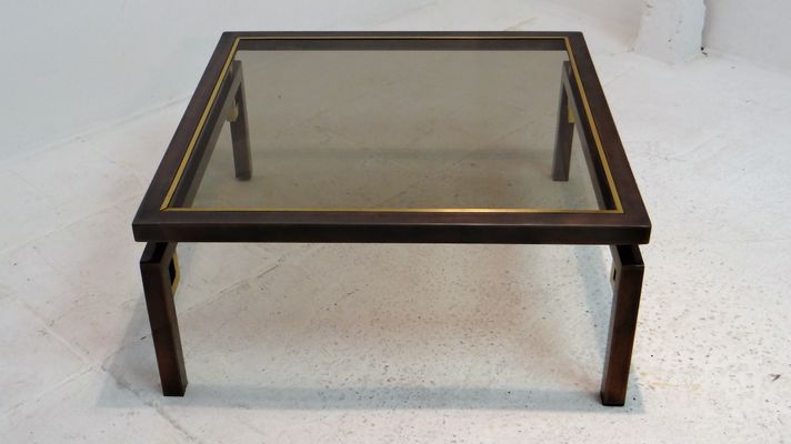 Vintage Brushed Bronze Copper Coffee Table From Belgochrom For Brushed Bronze Copper Coffee Table