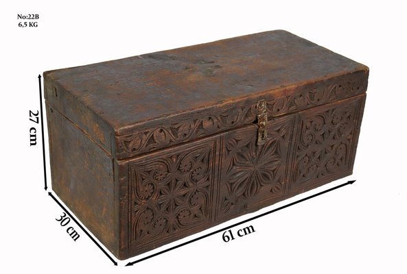 Carved Tribal Cedar Storage Chest From The Kulu Valley - 19thC Carved Tribal Cedar Storage Chest From The Kulu Valley - 19thC