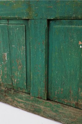 Porte-bâton D'allumettes Ancien Norvégien - Bois Peint Vert Floral - Vintage