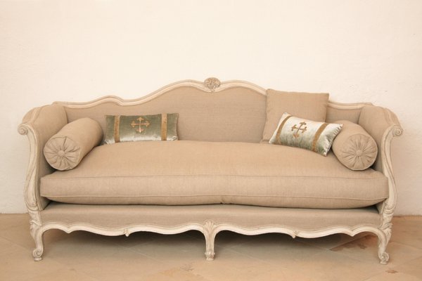 Early 19th Century French Sofa in Cream Linen for sale at Pamono