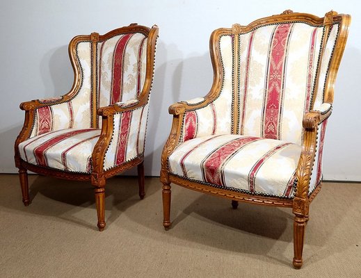 Pair of Antique 19th Century Gold Leaf Louis XV Style Bergere